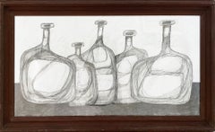 Five Bottles: Abstract Cubist Style Morandi Bottle Still Life Pencil Drawing