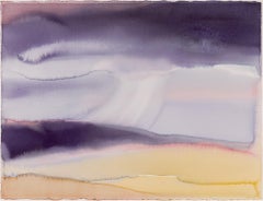 Sojourn XIII (Framed Abstract Watercolor Painting in Pale Lavendar and Yellow)