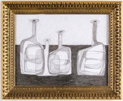 Four Bottles: Abstract Cubist Style Morandi Bottle Still Life Pencil Drawing