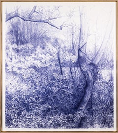 Dream a Little Dream (Detailed Blue Ball-Point Drawing of a Forest Landscape)