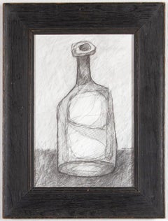 Single Bottle II: Abstract Cubist Style Morandi Bottle Still Life Pencil Drawing