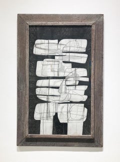 Sutherland Project VI: Cubist Abstract Graphite Drawing with Antique Frame