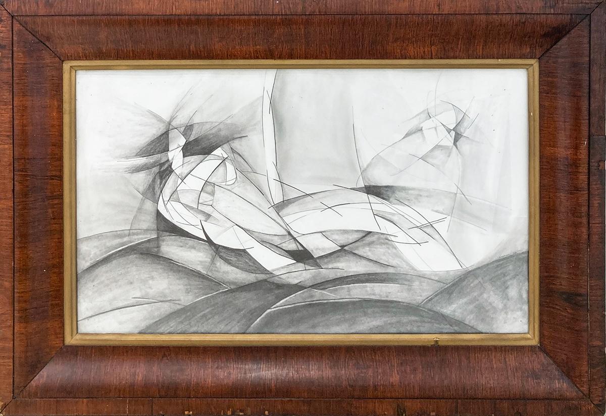 David Dew Bruner Abstract Drawing - Olympia V (Abstract Figurative Graphite Drawing Inspired by Edouard Manet)
