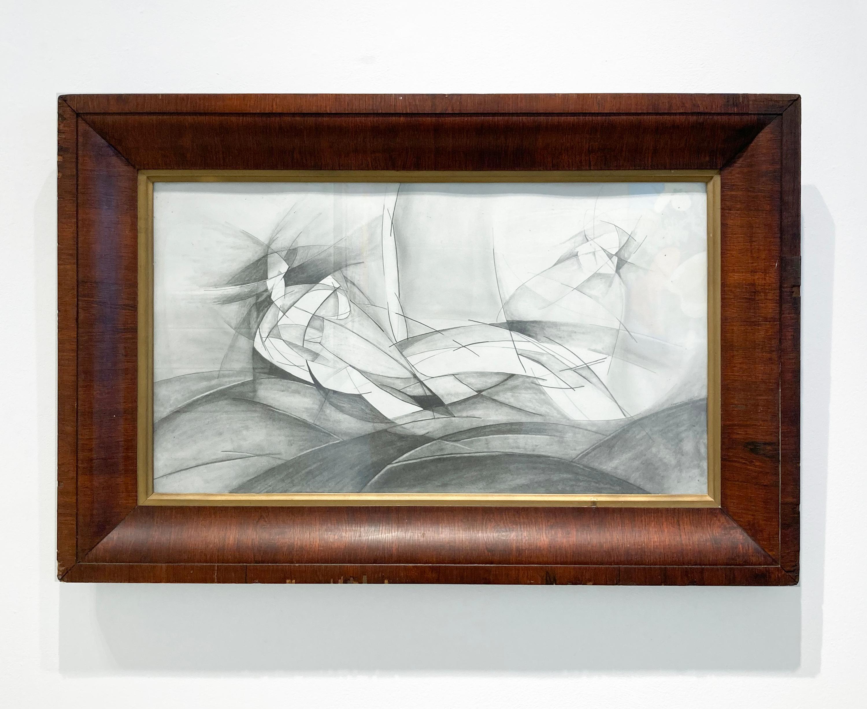Olympia V (Abstract Figurative Graphite Drawing Inspired by Edouard Manet) - Art by David Dew Bruner