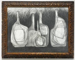 Morandi 15 : Nature morte à la bouteille Morandi, style cubiste abstrait Dessin au crayon
