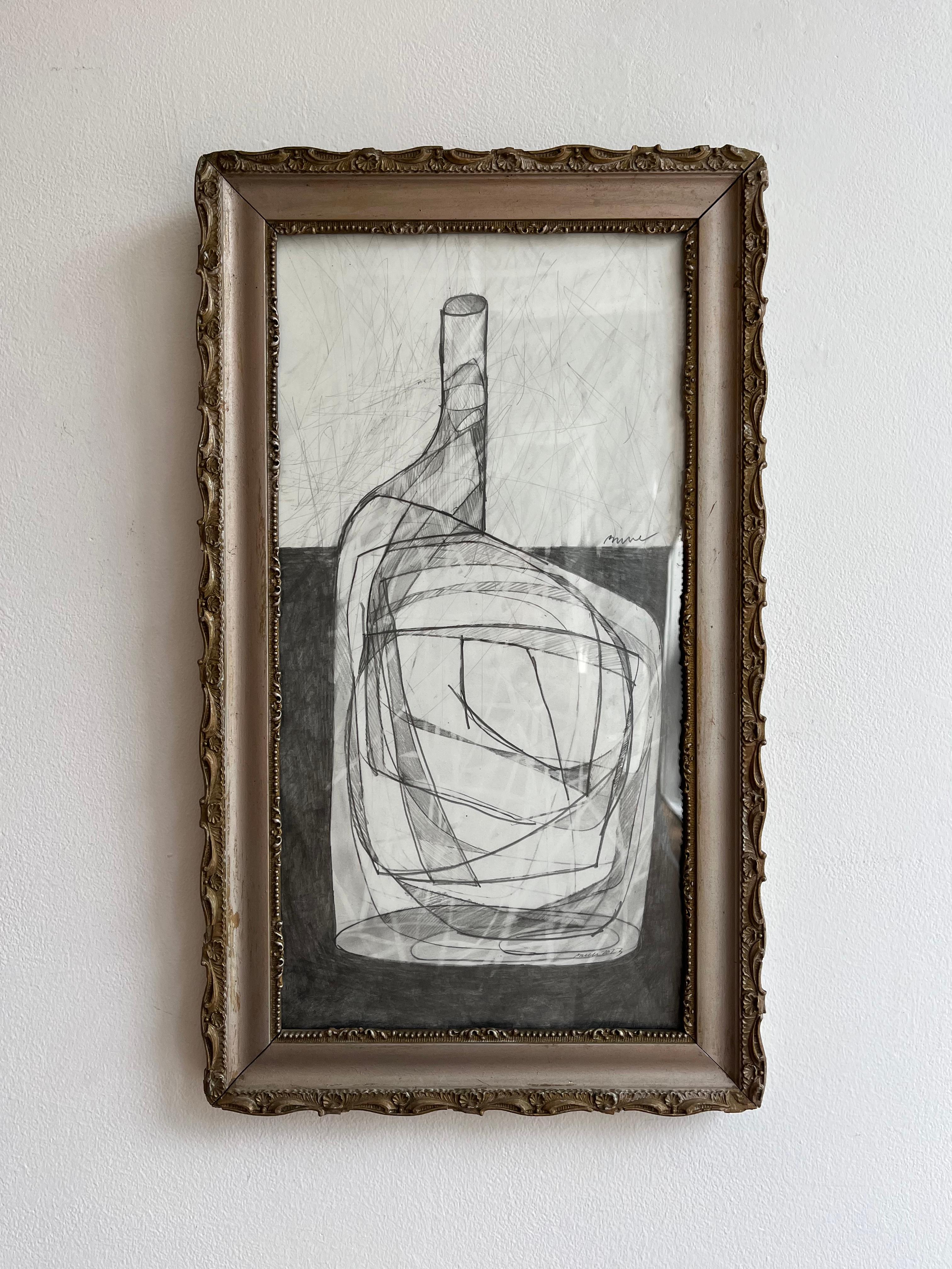 Morandi 19 (Abstract, Cubist Still Life Drawing Inspired by Morandi Bottle)  - Art by David Dew Bruner