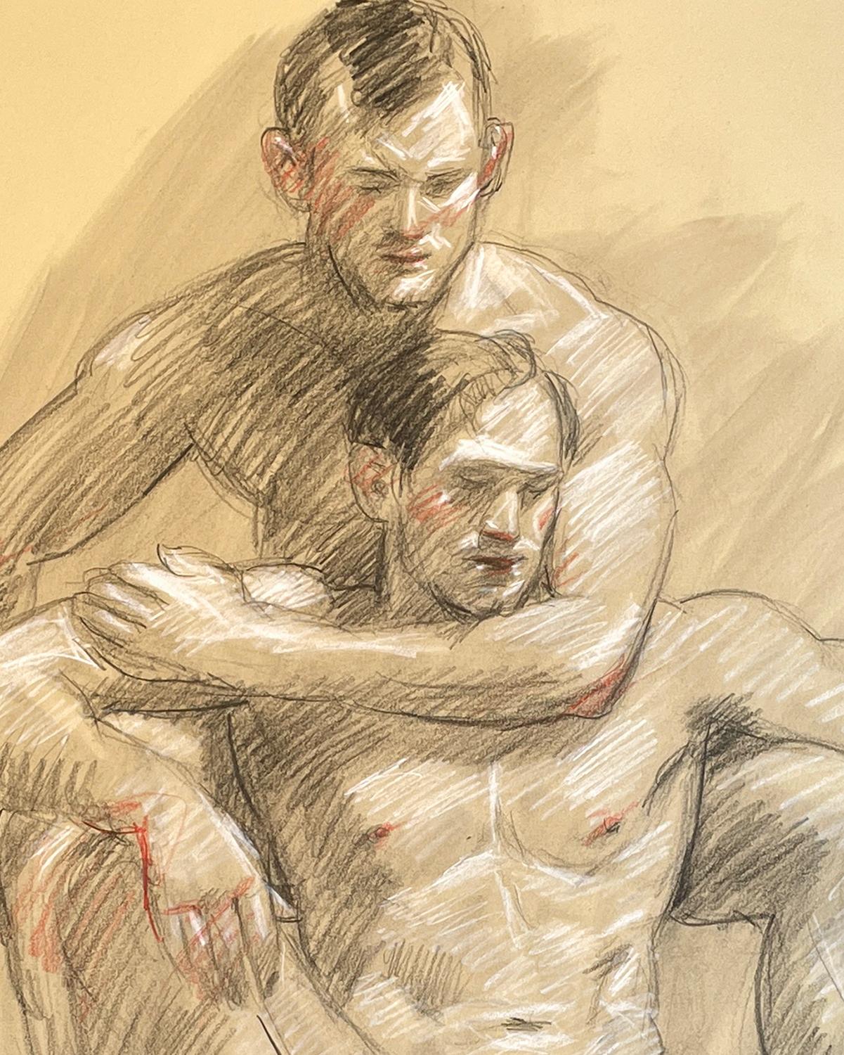 MB 827 (Contemporary Life Drawing of Two Nude Males by Mark Beard) For Sale 2