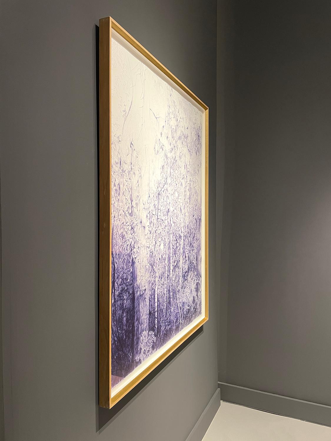 Linda Newman Boughton, Yield and Overcome, 2022
Framed dimensions: 59.5 x 47.5 inches / Image dimensions: 58.5 x 46.5 inches
Landscape drawing of trees in ballpoint pen on Arches paper, framed in custom wooden frame with gold interior,