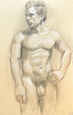 MB 018 (Figurative Life Drawing of Handsome Male Nude by Mark Beard) 