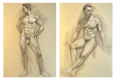 Conté Figurative Drawings and Watercolors