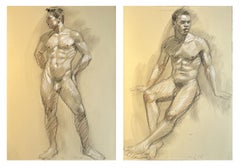 Graphite Nude Drawings and Watercolors