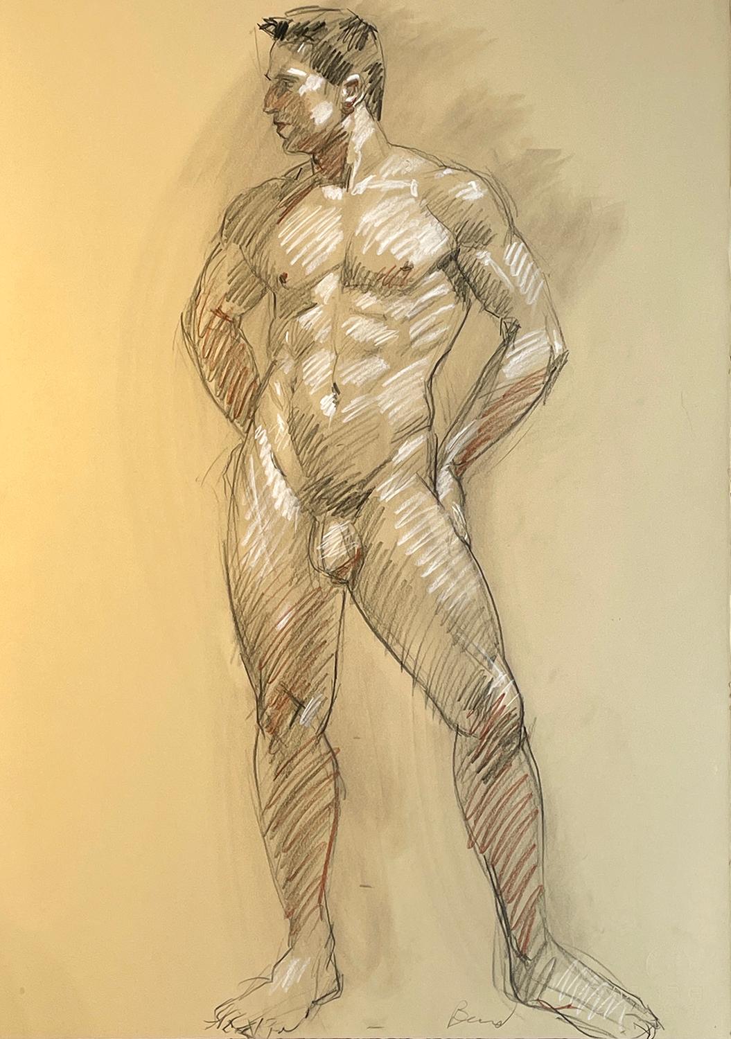 MB 824 (Doppelseitige figurale Zeichnung schöner nackter Männer von Mark Beard)  im Angebot 1