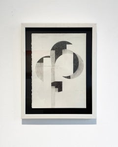 Oculus I (Dibujo enmarcado sobre papel de abstracción geométrica en blanco y negro)