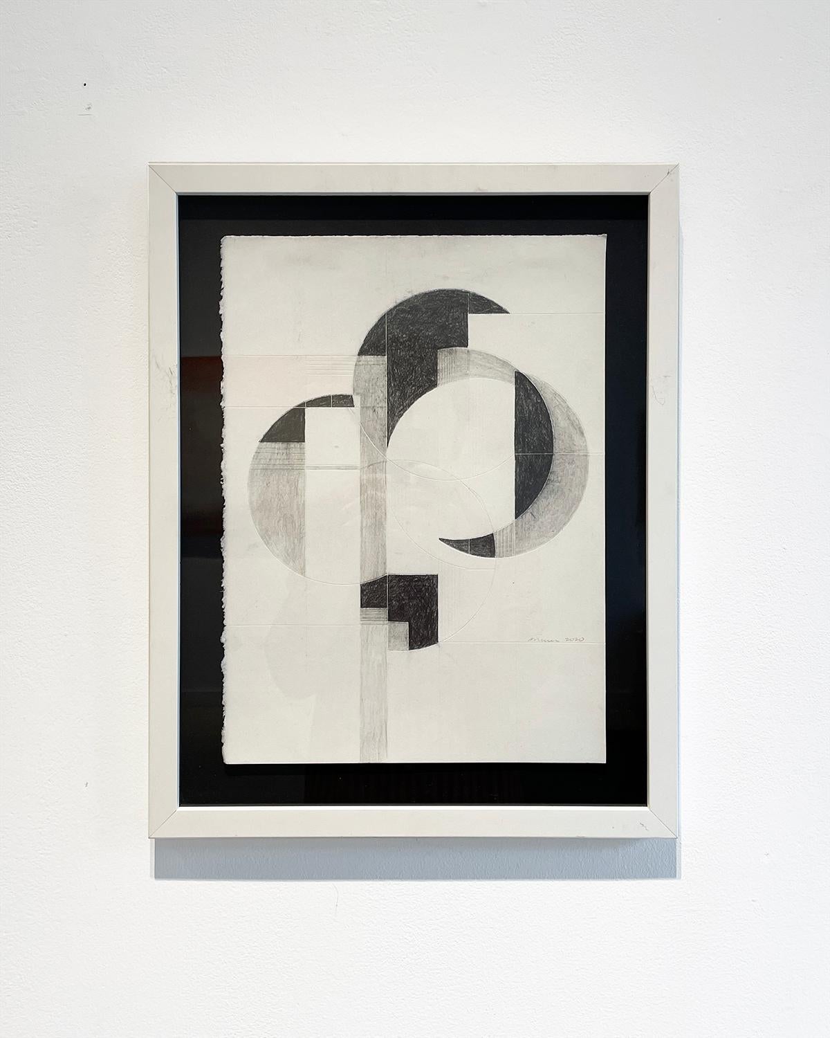 Oculus I & III (Diptych, Abstract Geometric Drawings in Graphite on Paper) For Sale 1