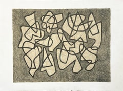 Sans titre 21 ( dessin abstrait avec lignes minimalistes en graphite et acrylique
