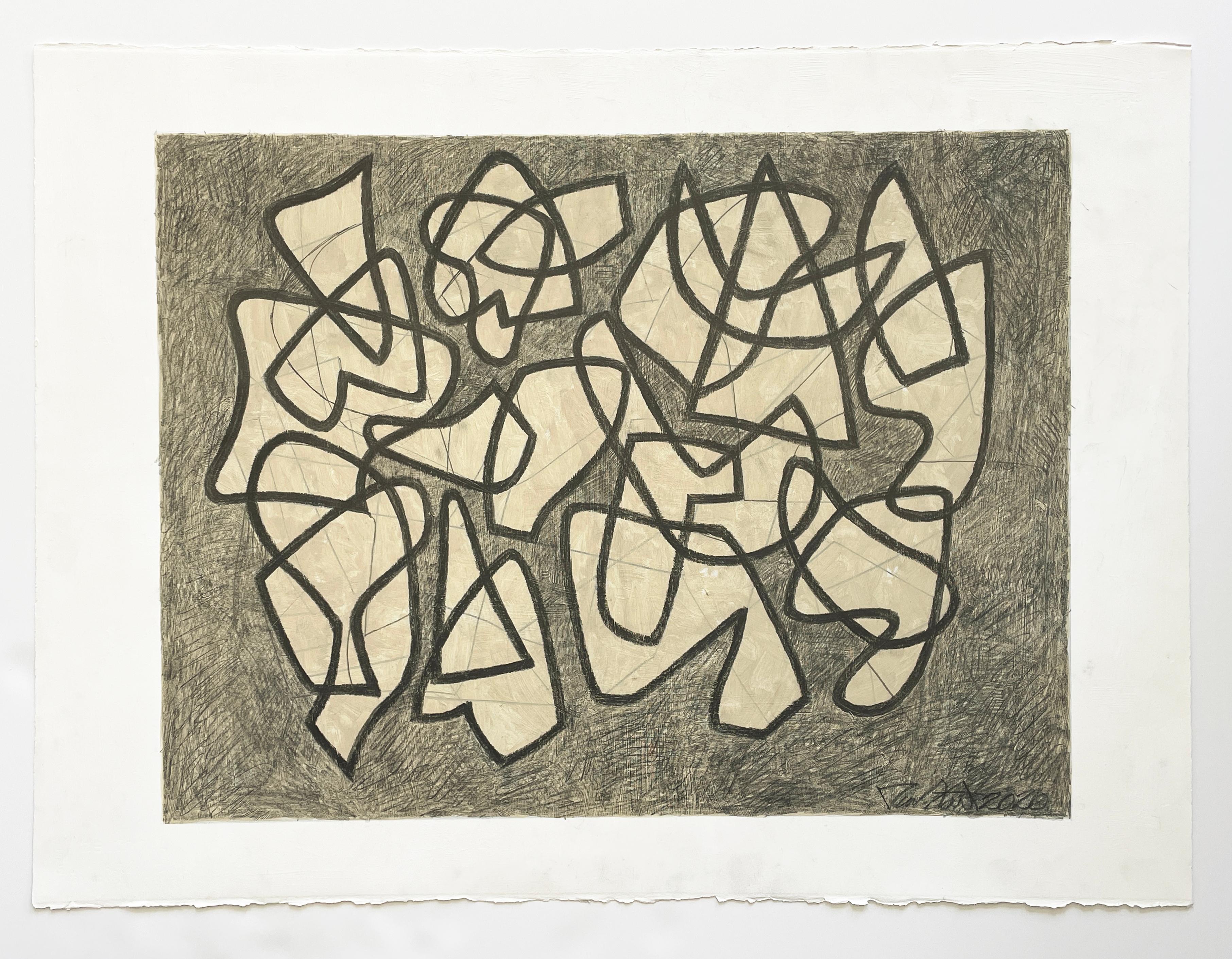 Sans titre 21 ( dessin abstrait avec lignes minimalistes en graphite et acrylique - Painting de Ralph Stout