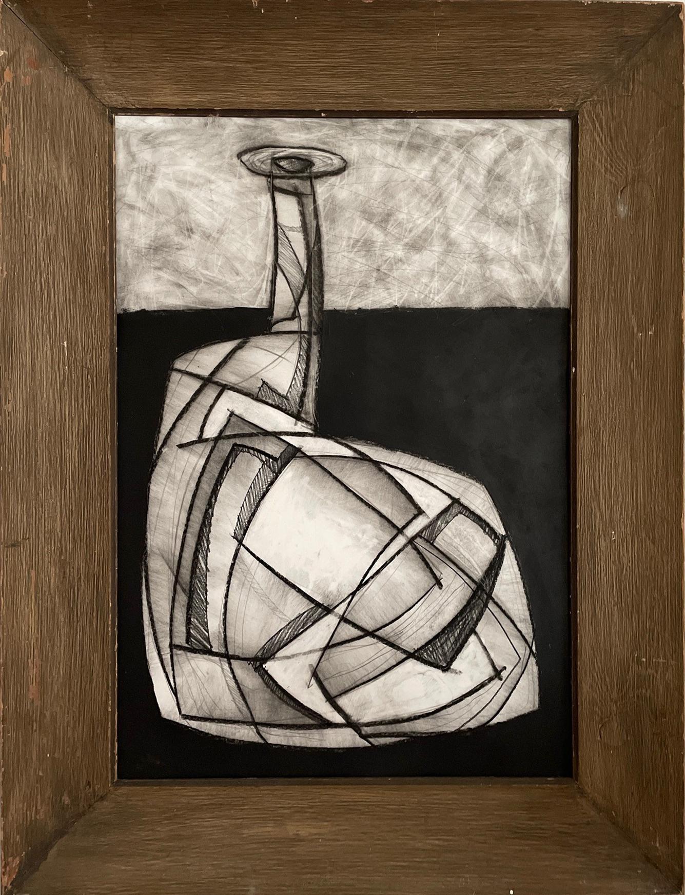 Morandi Bottle (Modernist Abstract Graphite Drawing inspired by Giorgio Morandi)
