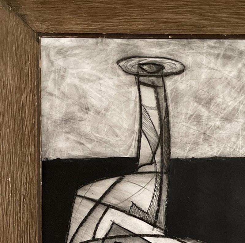 Bouteille Morandi ( dessin de graphite abstrait moderniste inspiré par Giorgio Morandi) - Abstrait Art par David Dew Bruner
