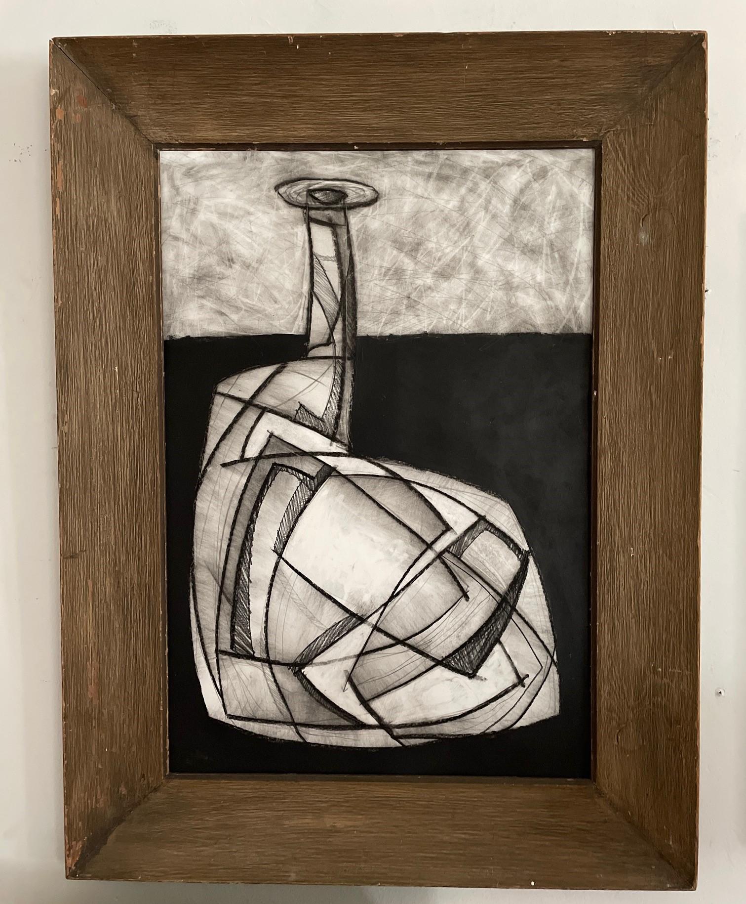 Bouteille Morandi ( dessin de graphite abstrait moderniste inspiré par Giorgio Morandi) - Art de David Dew Bruner