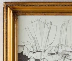 Balla Duchamps #2: Disegno moderno e astratto in stile futurista con cornice in oro antico