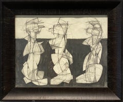 Three Figures (Abstract Drawing by David Dew Bruner)