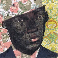 Cholly (Retrato de hombre en técnica mixta y collage con tema floral de Ransome)