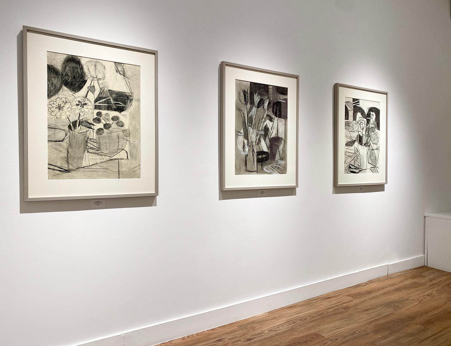 Drawing Summer 2 (Abstract Cubist Still Life Flower in Vase in Charcoal)) For Sale 2