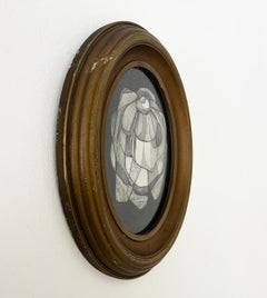 Flora III (Cubist Abstract Floral Drawing in Vintage Frame)