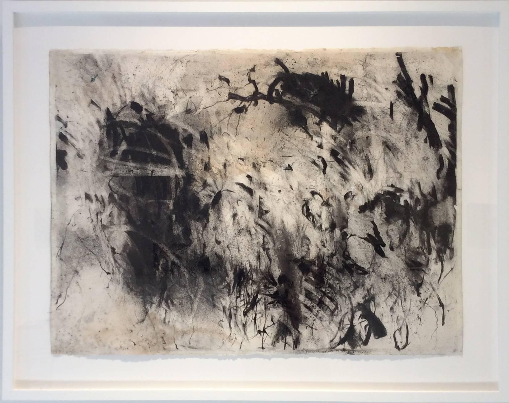 Gary Buckendorf Abstract Drawing - Olivebridge Drawing No. 2 (Gestural Charcoal Drawing floated in custom frame)