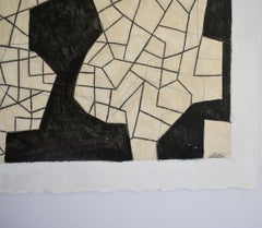 Untitled 67 (Small Black and White Cream Abstract Graphite Drawing)