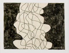 Ohne Titel 65 (zeitgenössische, minimalistische Linienzeichnung in Schwarz und Weiß)