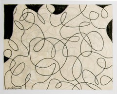 Untitled 64 (Small Black & White Cream Graphite Line Drawing)