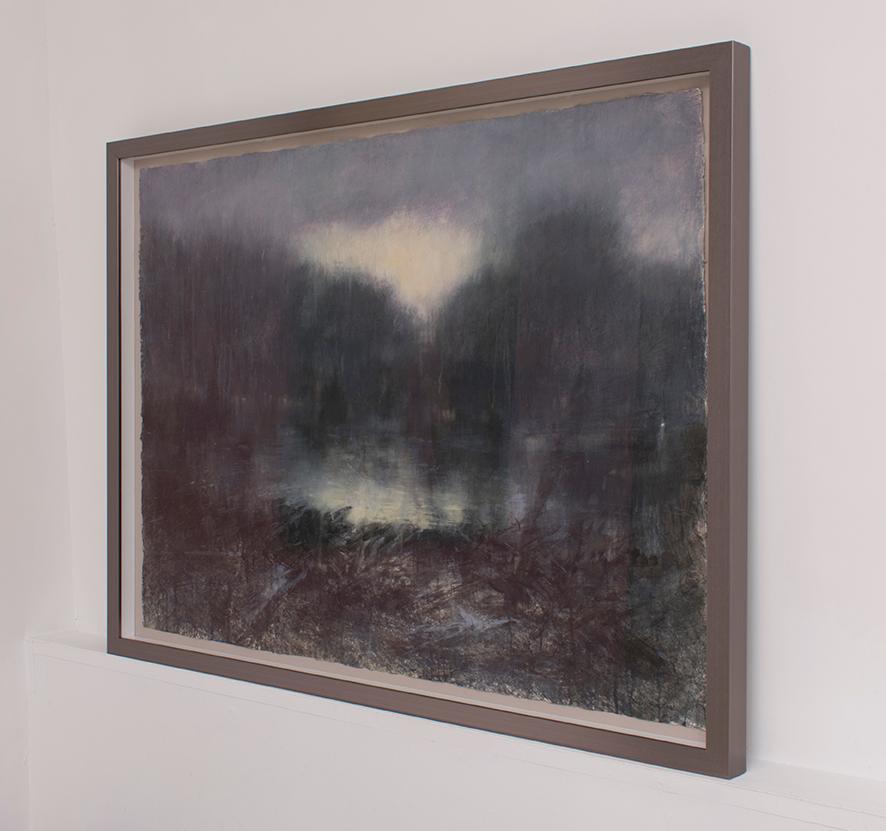 Forest Light ( zeitgenössische impressionistische Landschaft in Aquarell) (Schwarz), Landscape Art, von Susan Hope Fogel