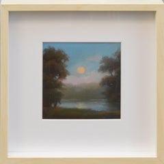 No 23:  Small Landscape Drawing of Hudson Valley Moonrise, Jane Bloodgood-Abrams