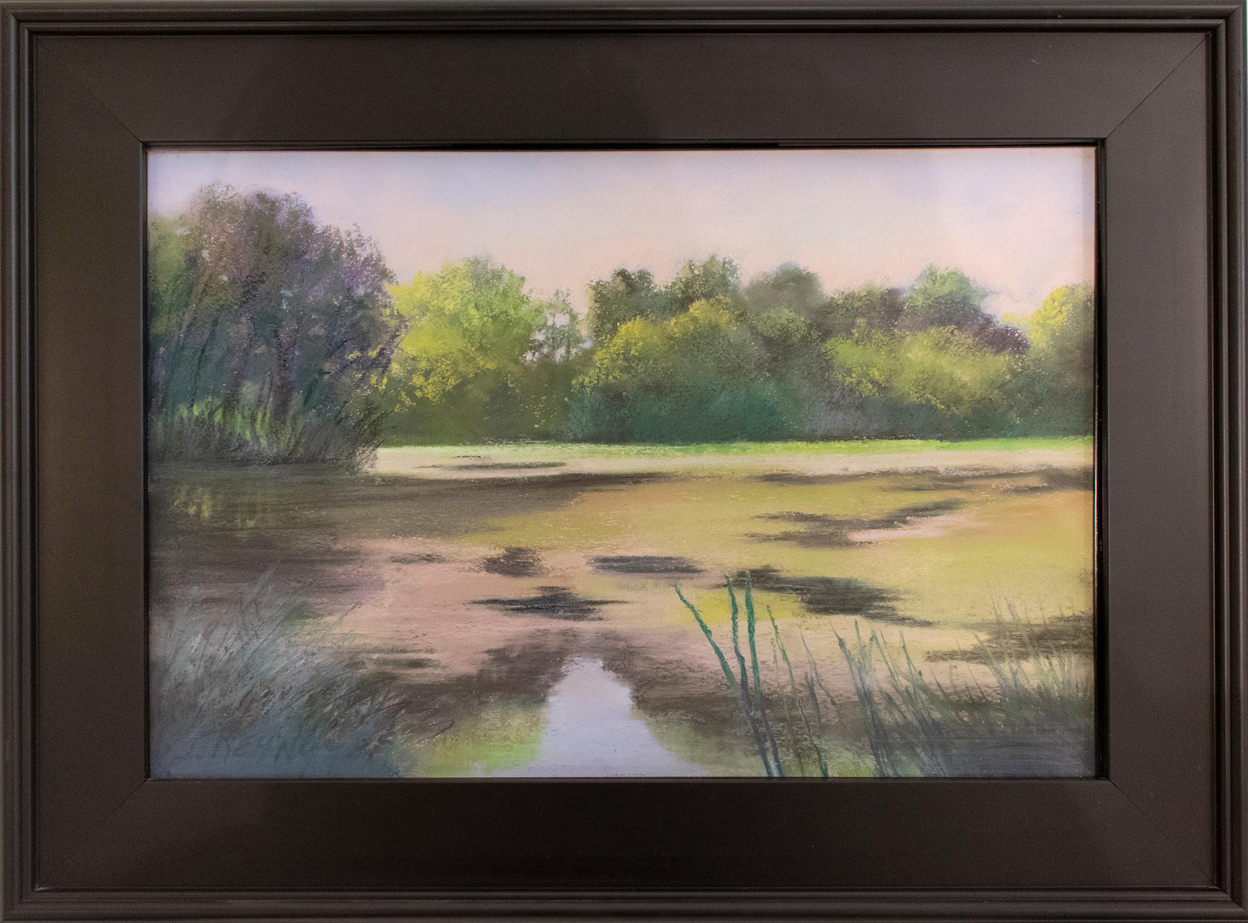 Old Pond Chatham (Impressionist Style Landscape Drawing of a Country Pond) - Art by Judy Reynolds