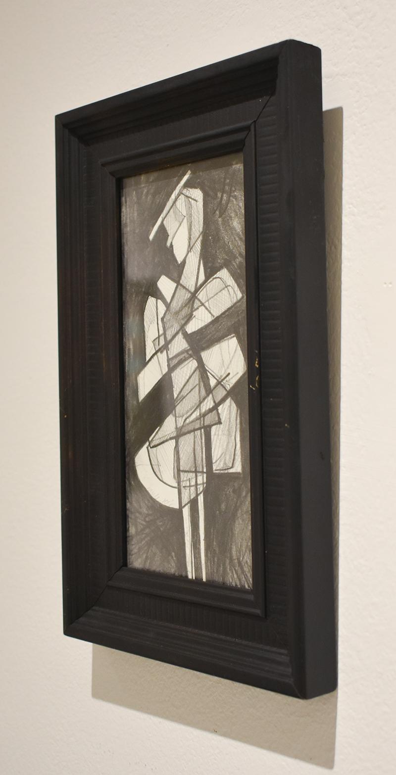 Infanta LIV (Abstract Figurative Graphite Drawing in Black Vintage Frame) (Schwarz), Abstract Drawing, von David Dew Bruner