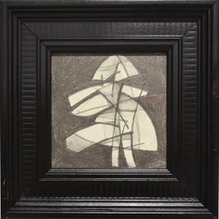 Infanta LV (Abstract Figurative Graphite Drawing in Black Vintage Frame)