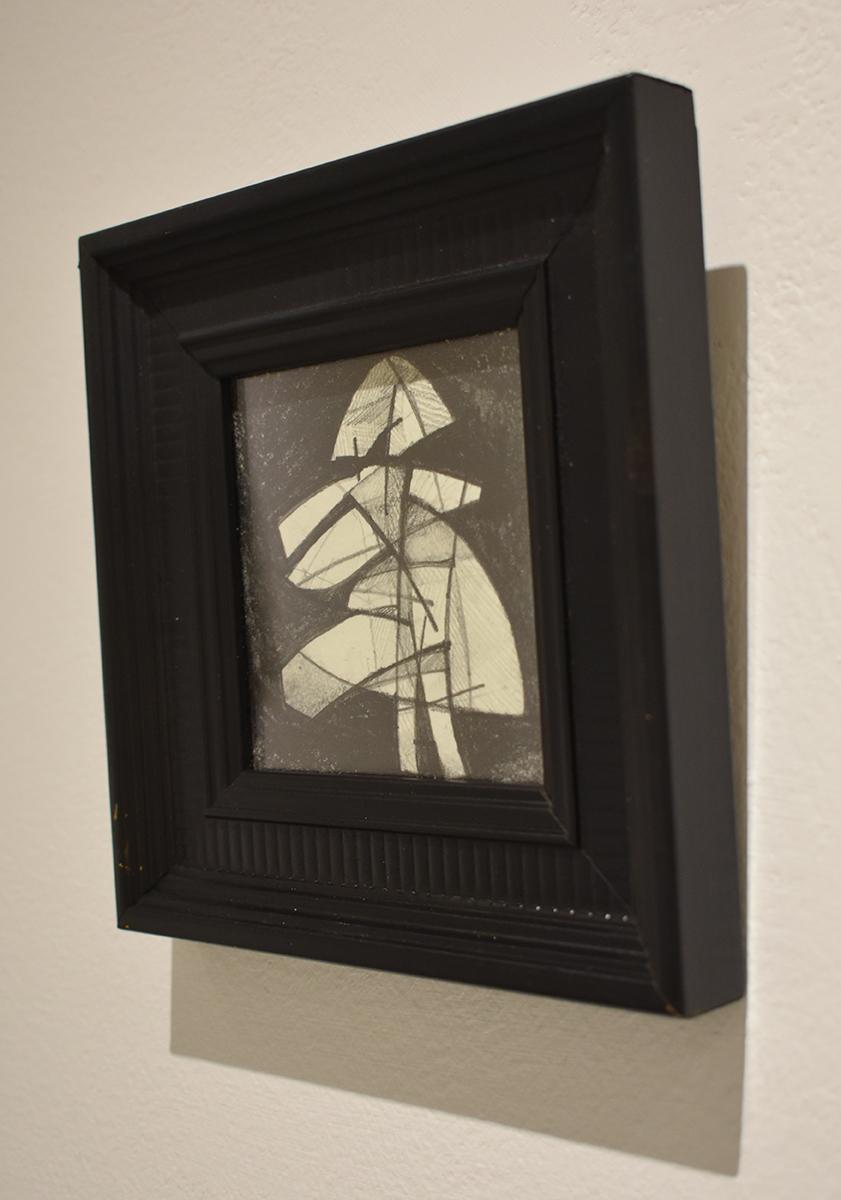 Infanta LV (Abstract Figurative Graphite Drawing in Black Vintage Frame) 1