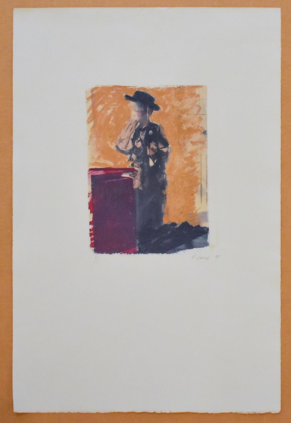 Untitled 25 (Figurative Drawing Polaroid Transfer of a Boy in Cowboy Costume) - Photograph by Mark Beard