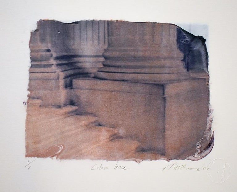 Polaroid transfer drawing of a Classical column base on Rives BFK paper by Mark Beard
7 x 9.5 inch image size
22 x 15 inch paper size
Ed. 1/6, Polaroid Transfer on Rives BFK paper, unframed
signed "M Beard 00" in pencil on bottom right corner with
