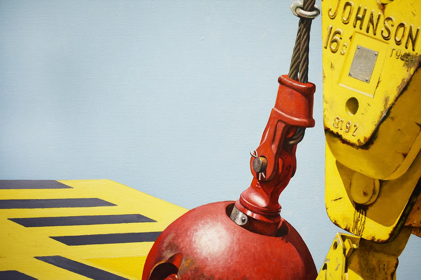 DRH Johnson (Photo-Realist Painting on Canvas of a Red & Yellow Hook on Blue) 7