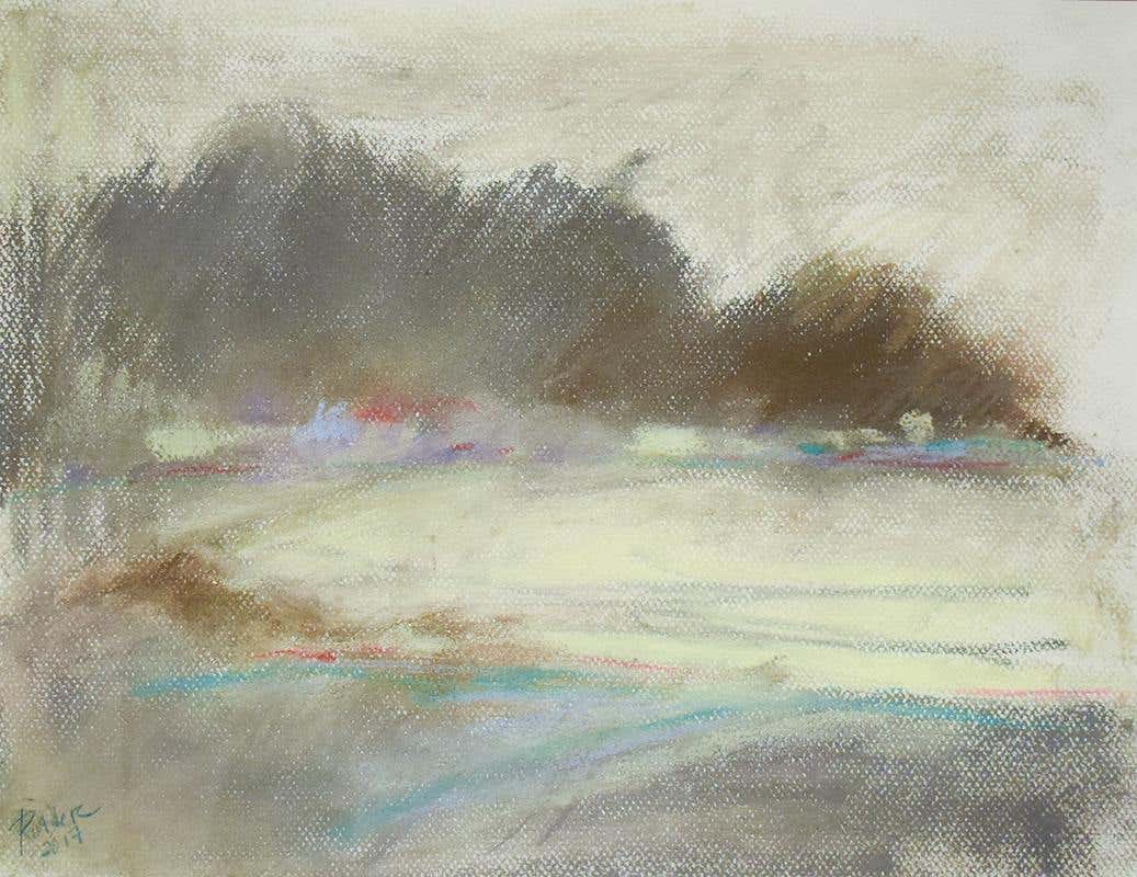Nancy Rutter - Silvery Dreams II: Abstract Landscape Pastel Drawing in ...