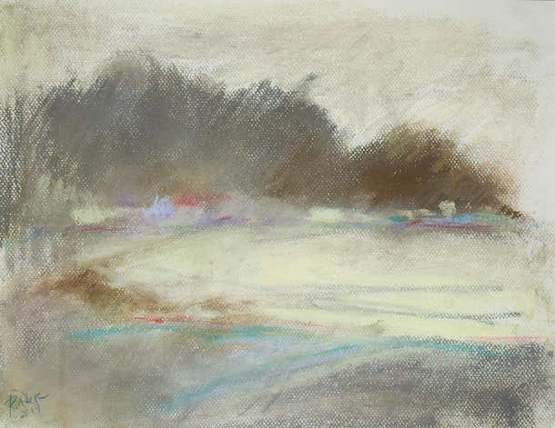 Nancy Rutter - Silvery Dreams II: Abstract Landscape Pastel Drawing in ...