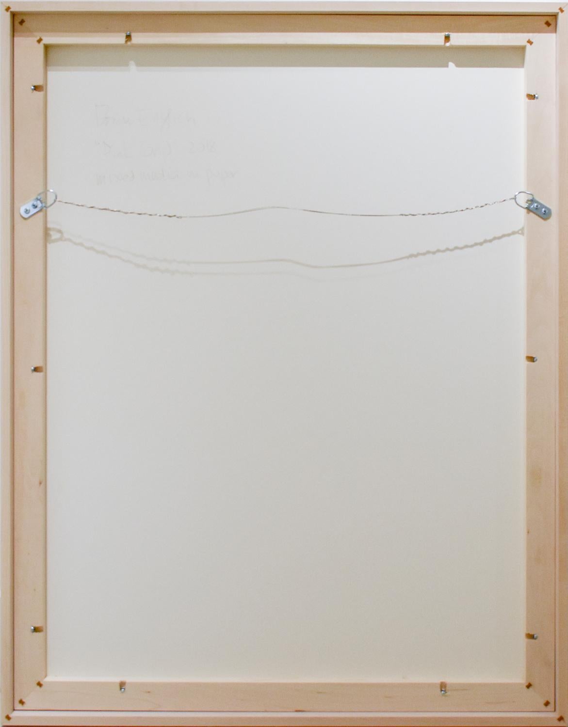 Pink Grid (Abstract Geometric Collage Drawing, Custom Non-Glare Frame) 3