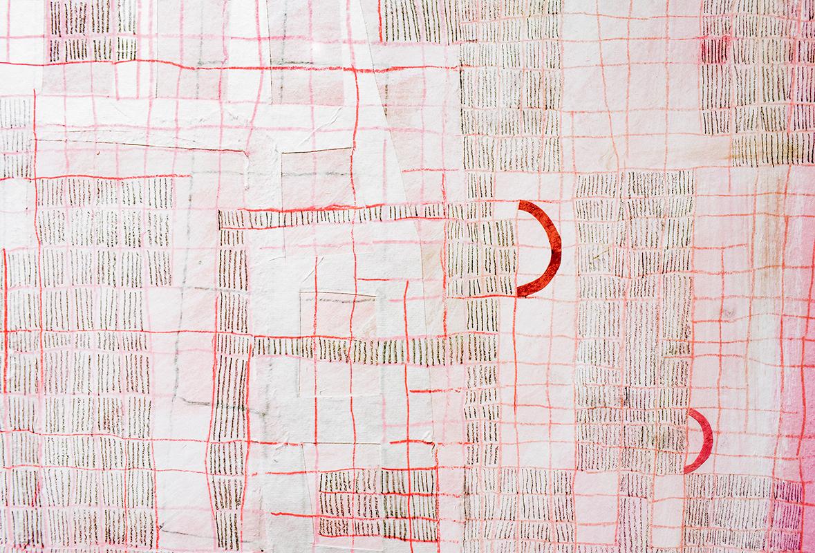 Pink Grid (Abstract Geometric Work on Paper with Grid Motif in Graphite Pencil and other mixed media, Custom Frame)
30 x 22 inches, 37 x 29 inches custom frame with non glare plexi glass.
Mixed media on paper
Ready to hang


This abstract geometric