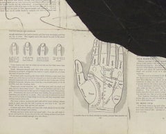 Il corvo legge le righe: Disegno a gesso di un uccello nero su pagine di libri vintage