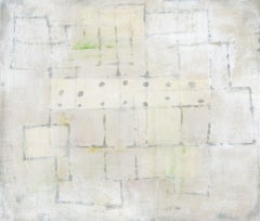 Untitled White 1 (Abstract Geometric Mixed Media Work on Wooden Panel)