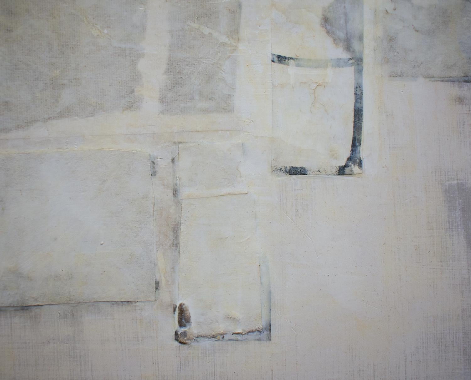 Untitled (Small Abstract Monochromatic Encaustic on Panel, Neutural White) - Contemporary Art by Donise English
