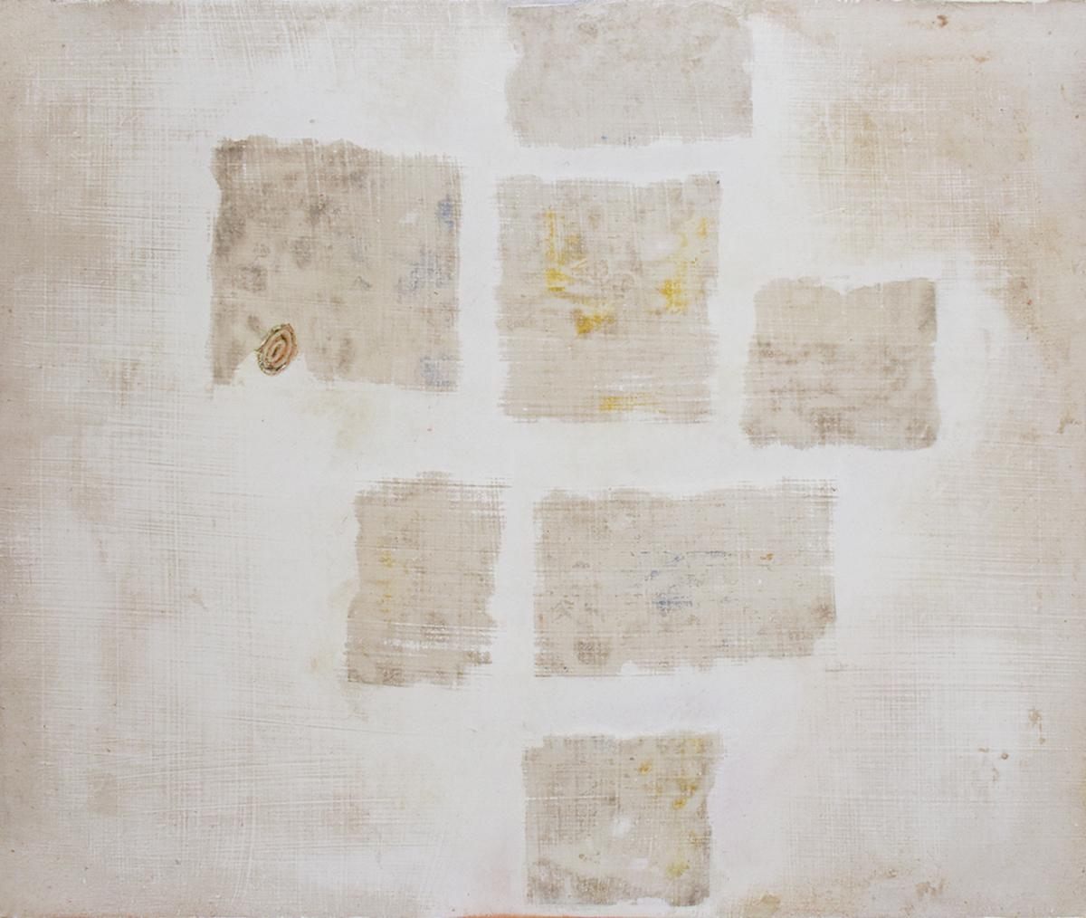 Untitled White 2 (Abstract Geometric Mixed Media Work on Wooden Panel)