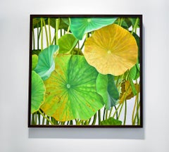 Lotus Number Twenty-Four: Realist Still Life Painting of Green Lotus Plants